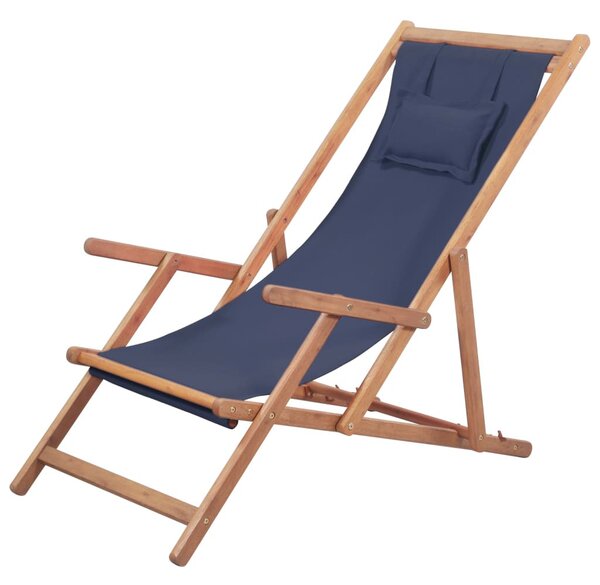 VidaXL kék összecsukható szövetkárpitos, favázas strandszék