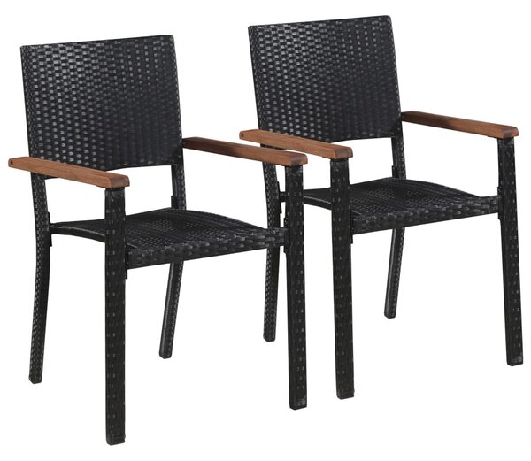2 db fekete polyrattan kültéri szék
