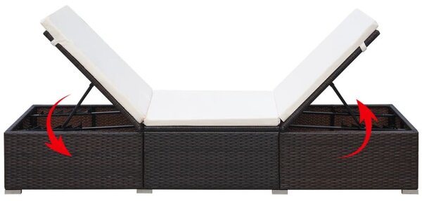 Barna polyrattan napozóágy párnával