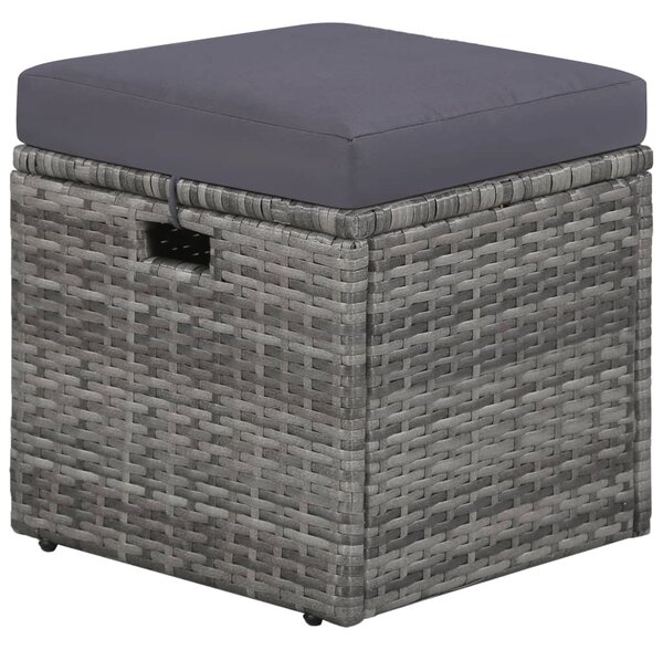 4-részes szürke polyrattan kerti bútorszett párnákkal