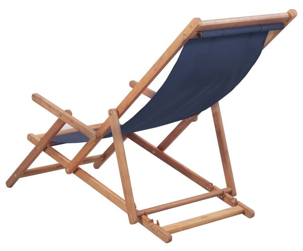 VidaXL kék összecsukható szövetkárpitos, favázas strandszék