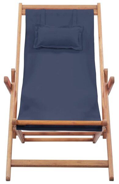 VidaXL kék összecsukható szövetkárpitos, favázas strandszék