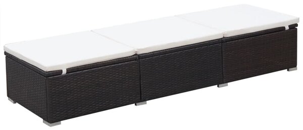 Barna polyrattan napozóágy párnával