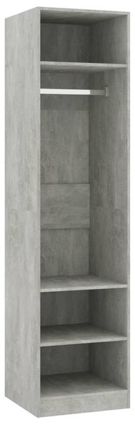 Betonszürke szerelt fa ruhásszekrény 50 x 50 x 200 cm