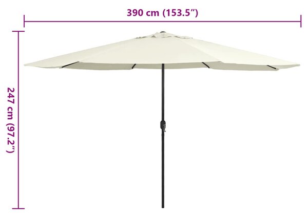 Homokszínű kültéri napernyő fémrúddal 390 cm