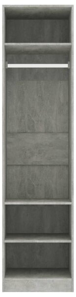 Betonszürke szerelt fa ruhásszekrény 50 x 50 x 200 cm