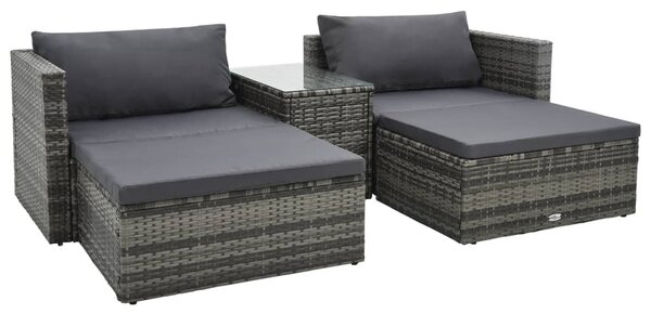 5 részes szürke polyrattan kerti ülőgarnitúra párnákkal