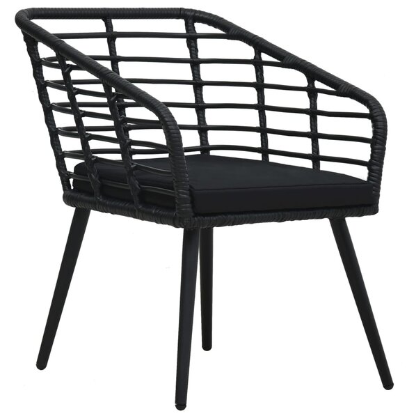 2 db fekete polyrattan kerti szék párnával
