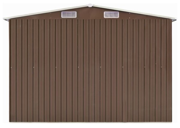 Barna horganyzott acél kerti fészer 257 x 779 x 181 cm