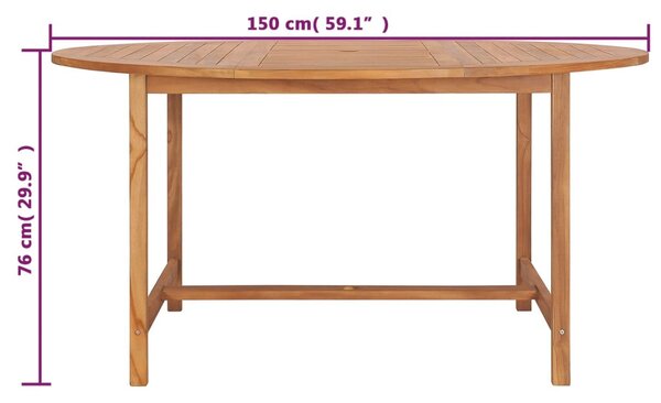 Tömör tíkfa kerti asztal 150 x 76 cm