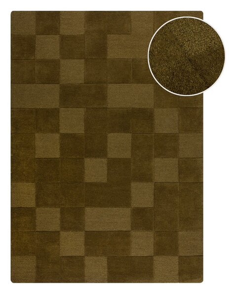 Khaki kézi szövésű gyapjú szőnyeg 200x290 cm Checkerboard – Flair Rugs