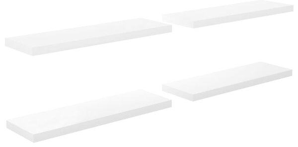 2 db magasfényű fehér MDF lebegő fali polc 80 x 23,5 x 3,8 cm