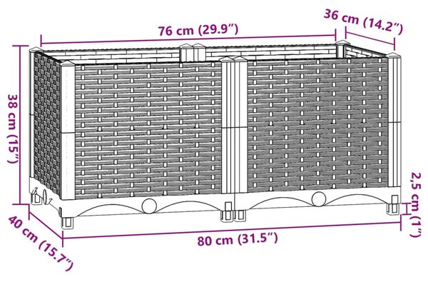 Polipropilén magaságyás 80 x 40 x 38 cm