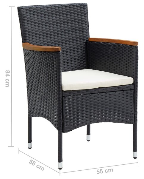 VidaXL 4 db fekete polyrattan kerti étkezőszék