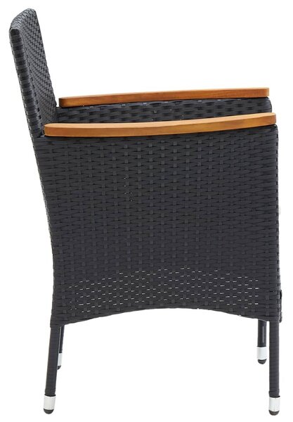 VidaXL 4 db fekete polyrattan kerti étkezőszék
