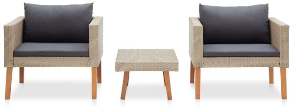 3 részes bézs polyrattan kerti ülőgarnitúra párnákkal