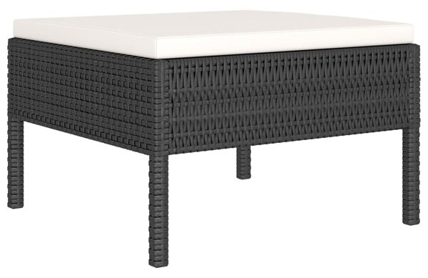 6 részes fekete polyrattan kerti ülőgarnitúra párnákkal