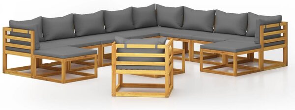 12 részes tömör akácfa kerti ülőgarnitúra párnával