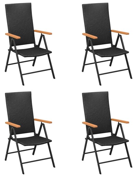 4 db fekete polyrattan kerti szék
