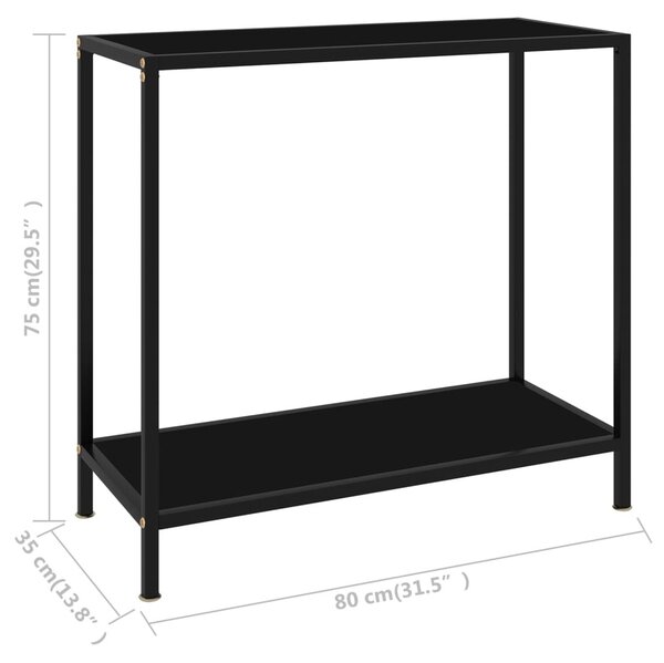 Fekete edzett üveg tálalóasztal 80 x 35 x 75 cm