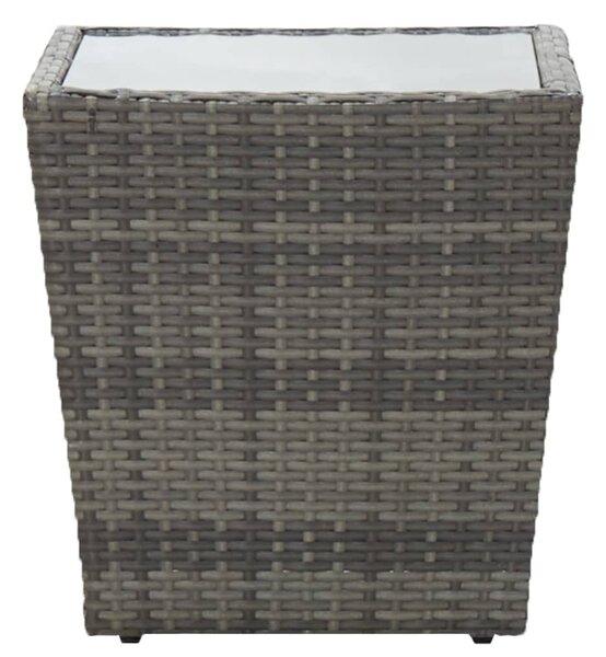 5 részes szürke polyrattan és edzett üveg kerti bisztrószett
