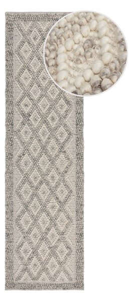 Szürke kézi szövésű gyapjúkeverék futószőnyeg 60x230 cm Minerals Diamond – Flair Rugs