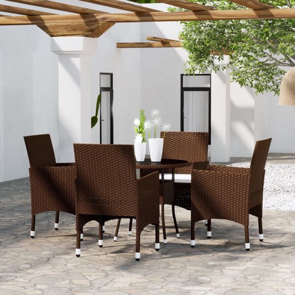 VidaXL 5 részes barna polyrattan kerti étkezőgarnitúra