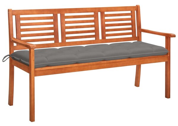 3 személyes tömör eukaliptuszfa kerti pad párnával 150 cm