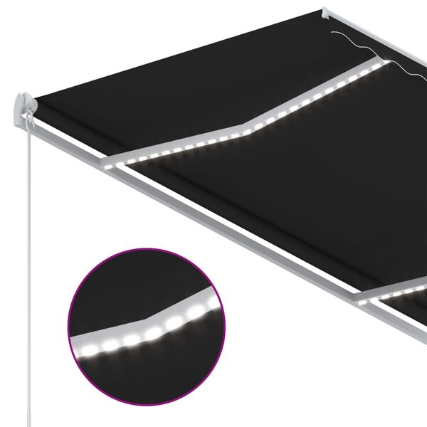Antracitszürke kézzel kihúzható LED-es napellenző 300 x 250 cm