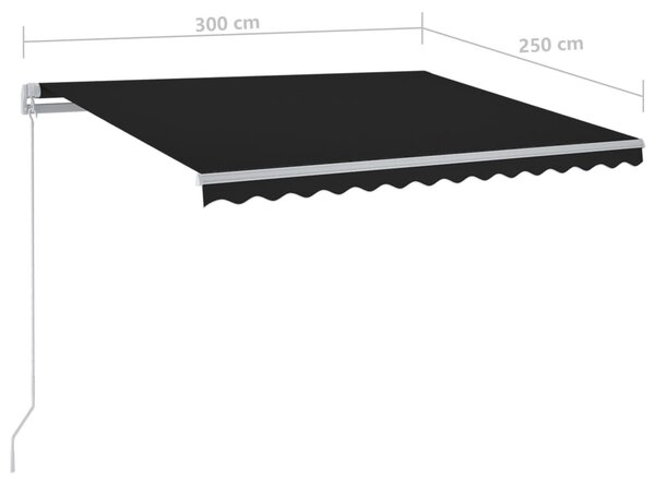 Antracitszürke kézzel kihúzható LED-es napellenző 300 x 250 cm