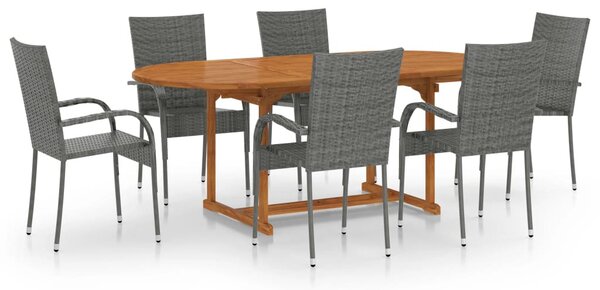 7 részes szürke polyrattan kerti étkezőgarnitúra