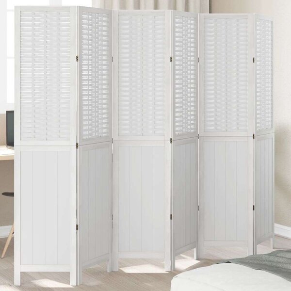 VidaXL 6 Paneles Fehér Bambusz és Fa Térelválasztó - 210x180cm