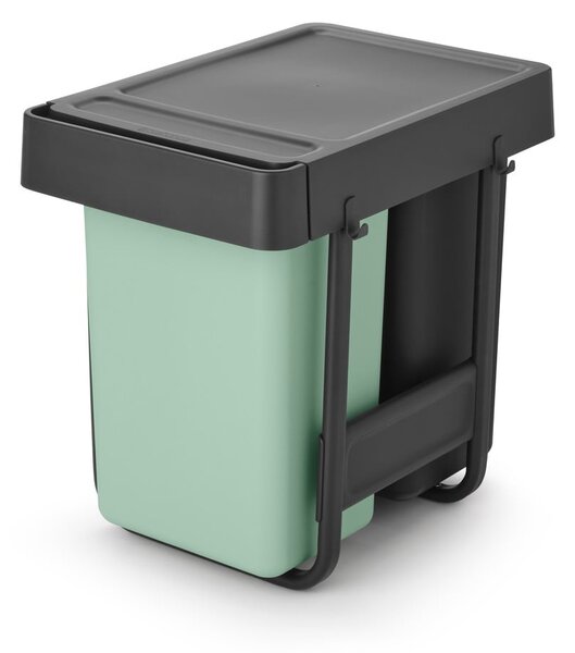 Mentazöld-sötétszürke műanyag szelektív beépíthető szemetes 30 l Sort&Go – Brabantia