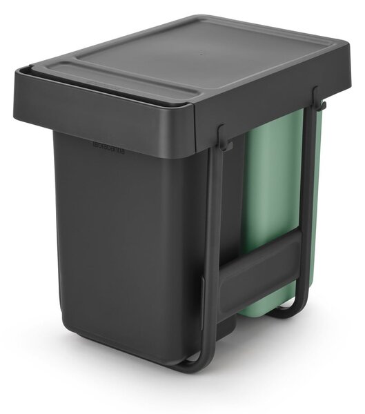 Mentazöld-sötétszürke műanyag szelektív beépíthető szemetes 30 l Sort&Go – Brabantia