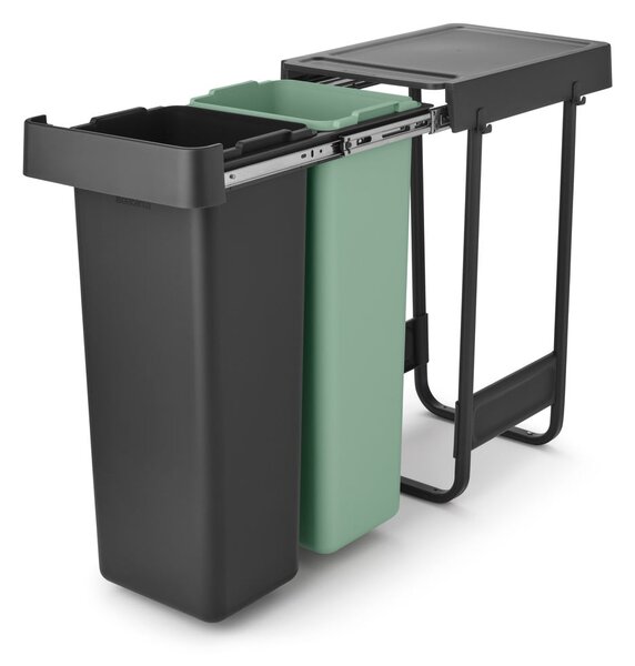 Mentazöld-sötétszürke műanyag szelektív beépíthető szemetes 60 l Sort&Go – Brabantia