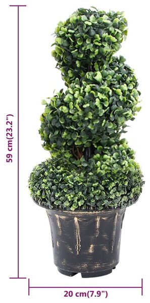 Zöld spirálalakú cserepes műpuszpáng 59 cm