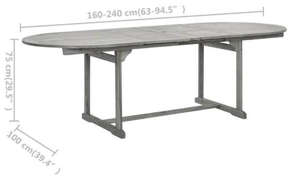 Tömör akácfa kerti étkezőasztal (160-240) x 100 x 75 cm