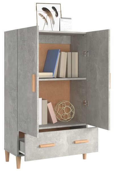 Betonszürke szerelt fa magasszekrény 70 x 31 x 115 cm