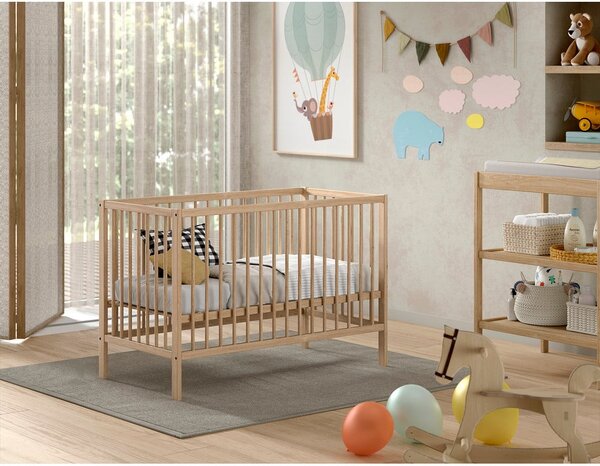 Natúr színű borovi fenyő babaágy 60x120 cm DINO – Vipack