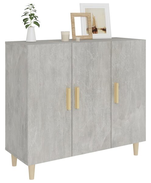 Betonszürke szerelt fa tálalószekrény 90 x 34 x 80 cm