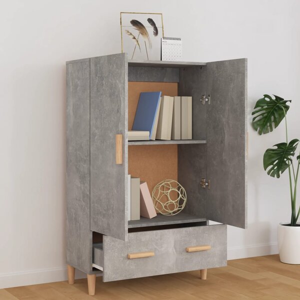 Betonszürke szerelt fa magasszekrény 70 x 31 x 115 cm