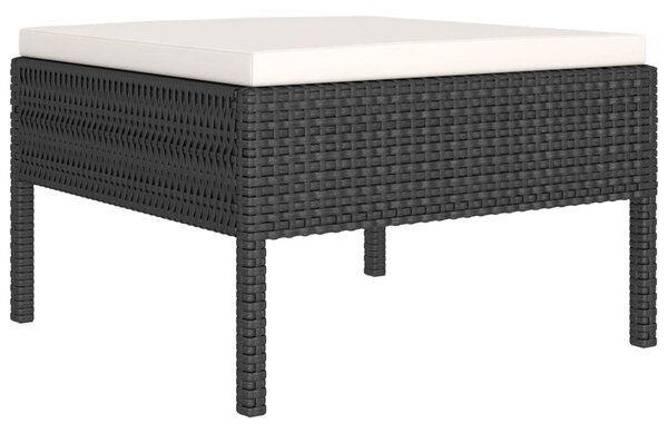 2 részes fekete polyrattan kerti bútorszett párnákkal