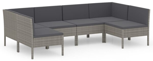 6 részes szürke polyrattan kerti ülőgarnitúra párnákkal