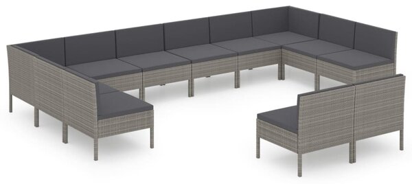 12 részes szürke polyrattan kerti ülőgarnitúra párnákkal