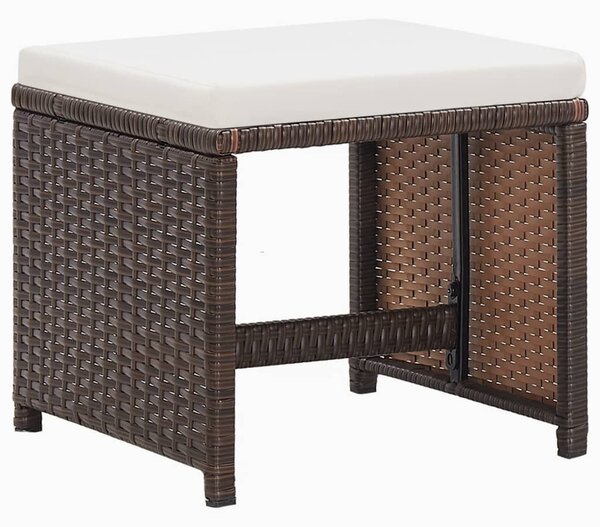 9 részes barna polyrattan kerti étkezőgarnitúra párnákkal