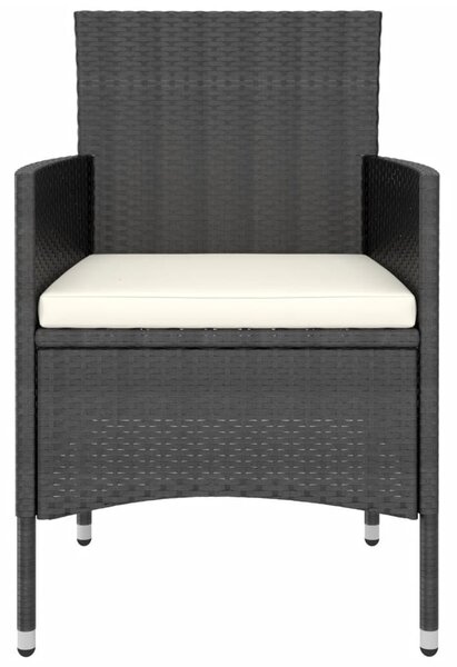 VidaXL 3 részes fekete polyrattan kerti étkezőgarnitúra