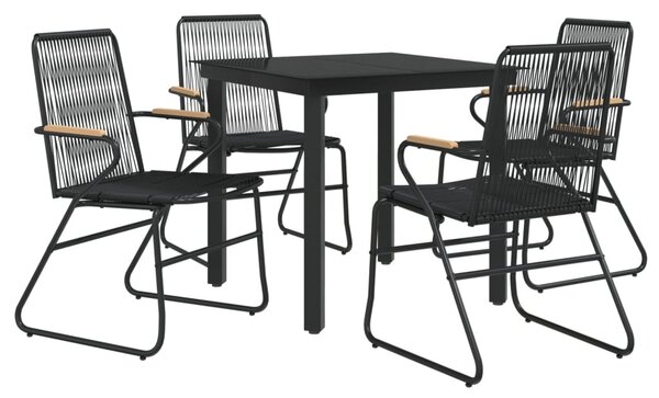 5 részes fekete PVC rattan kerti étkezőgarnitúra
