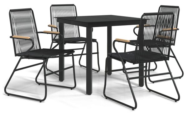 5 részes fekete PVC rattan kerti étkezőgarnitúra