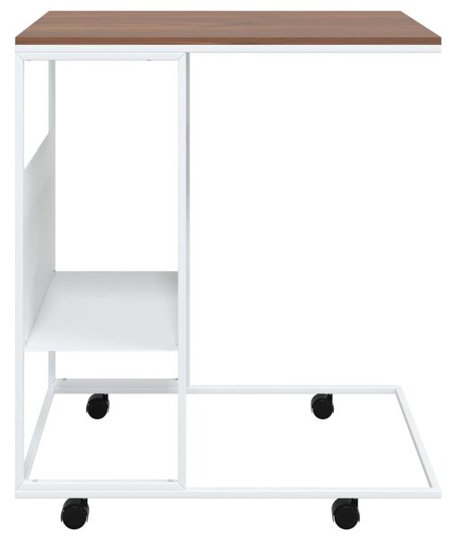 Fehér szerelt fa kisasztal kerekekkel 55x36x63,5 cm