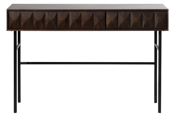 Sötétbarna konzolasztal tölgyfa dekoros asztallappal 39x117 cm Latina – Unique Furniture